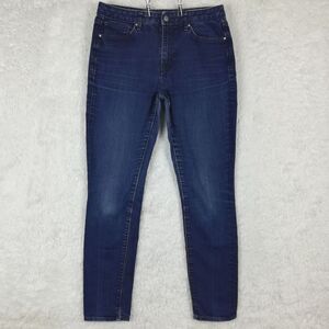 Gap Womens Jeans High Rise Skinny Blue Denim Dark‎ Wash Whiskering Stretch 29